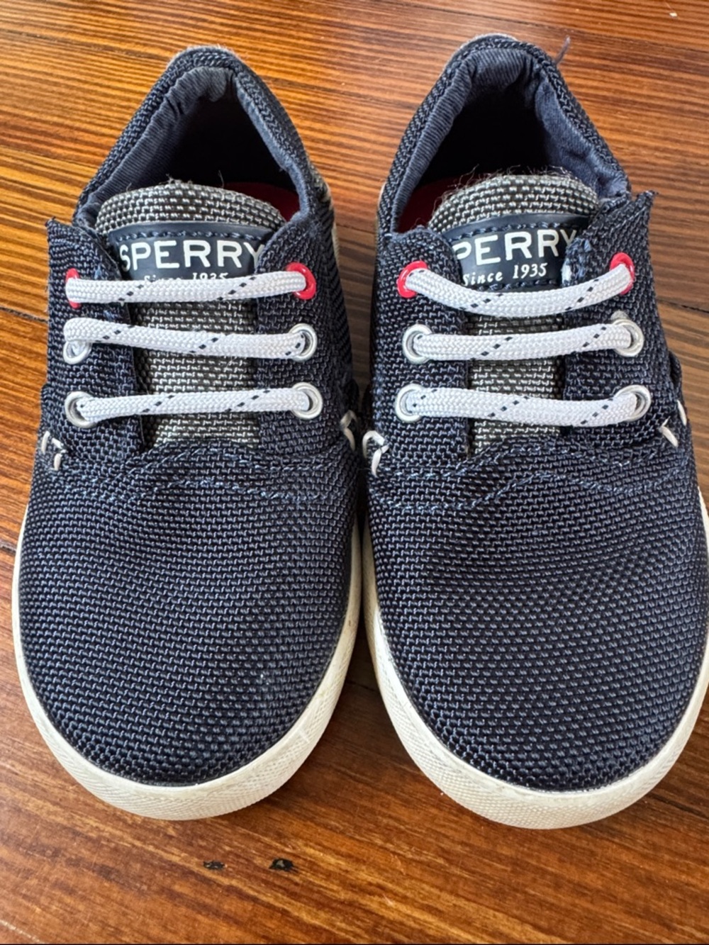 Sperry Kids Navy Mesh Slip-On Sneakers with White Laces
